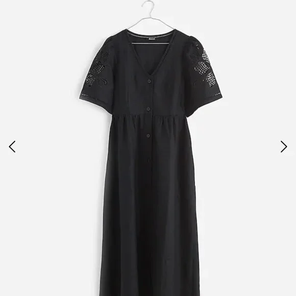 Madewell | Dresses | Madewell Buttonfront Midi Dress In Linen Xxs Black |  Poshmark